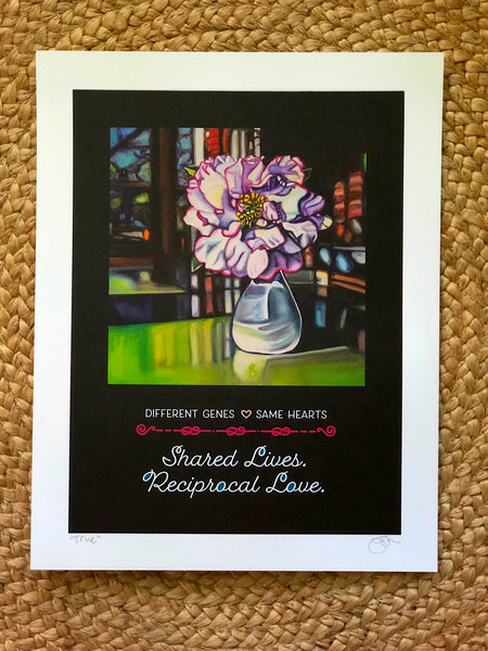 "DIFFERENT GENES SAME HEARTS" -- 11" x 14" Signed & Titled PAPER ART MESSAGE