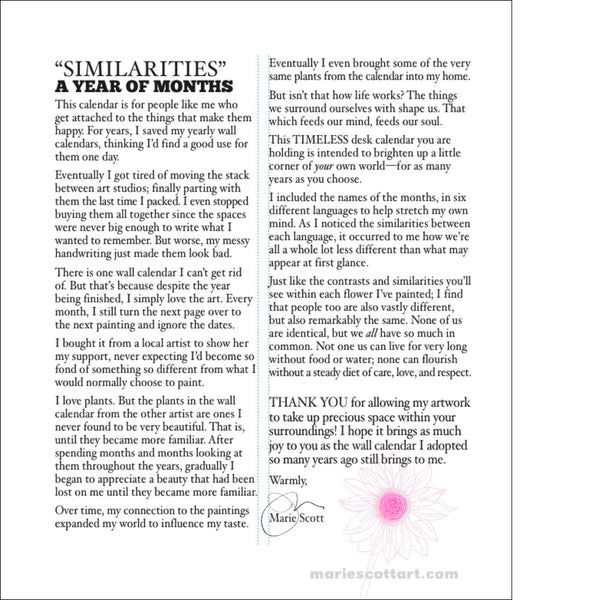 Large MONTHLY Desk Calendar "Similarities: A YEAR OF MONTHS" โ Marie