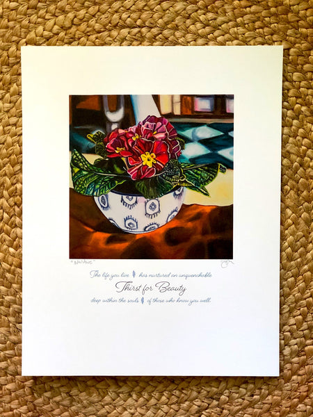 "THIRST FOR BEAUTY" -- 11" x 14" Signed & Titled PAPER ART MESSAGE