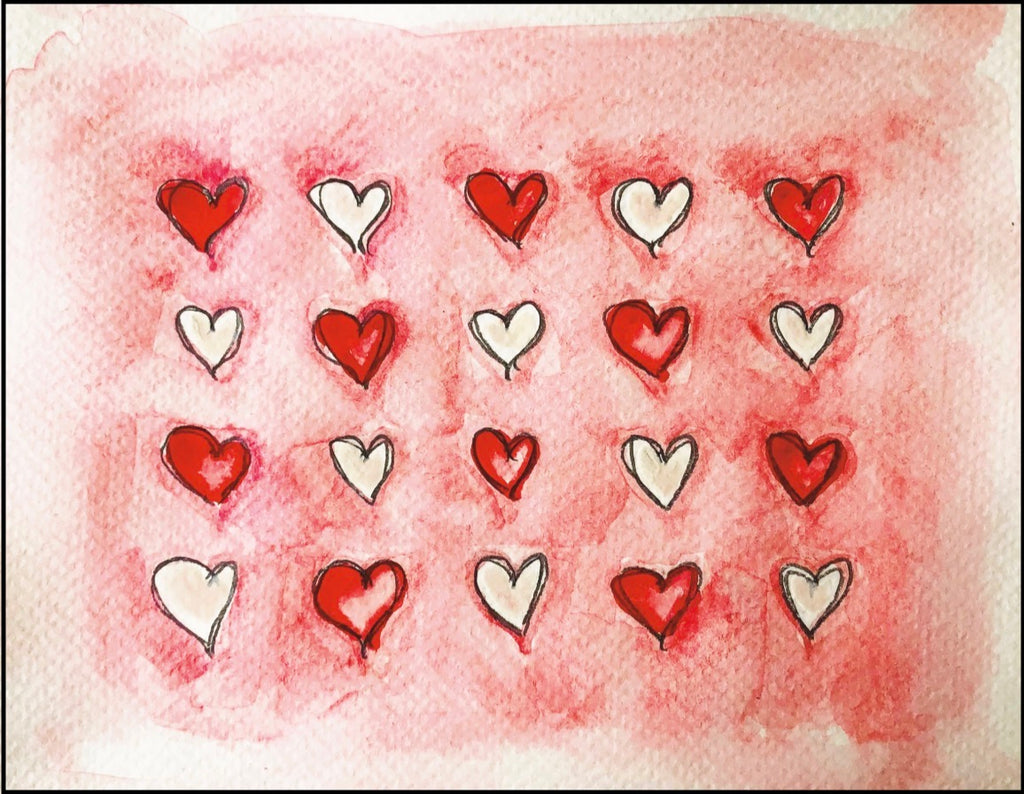 Set of 8 Boxed Note Cards: "HEARTS"