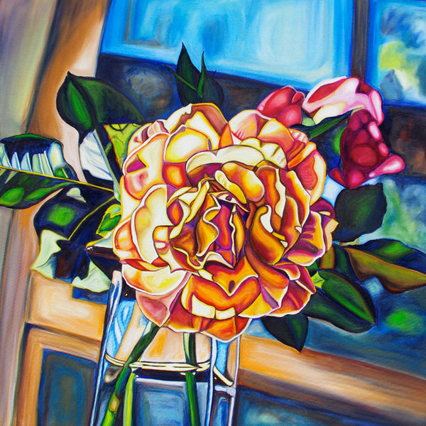 "Mrs. Horton's Roses" {FLORAL OIL PAINTING}