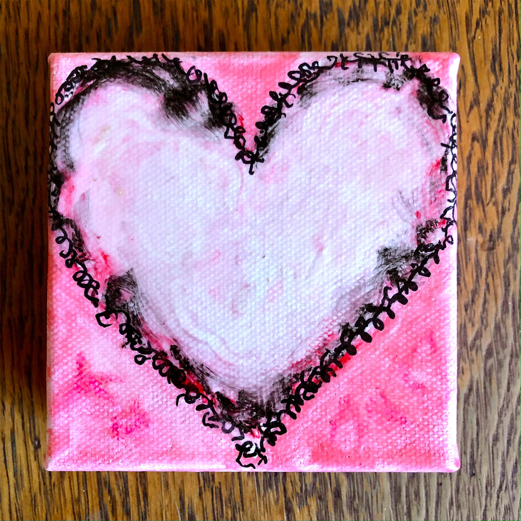 Pink White Feathered Heart