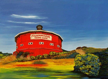 "Round Barn" Medium Matted Print